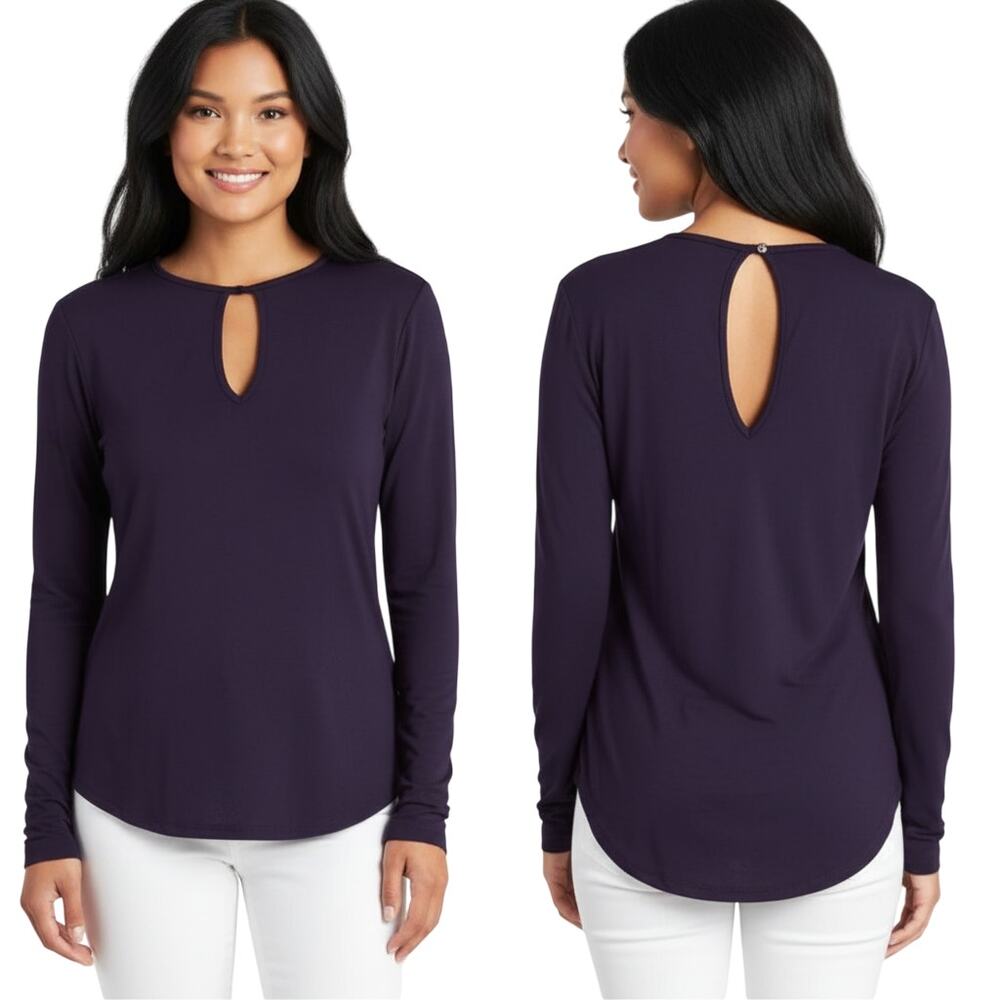 Laila Jayde Long Sleeve Keyhole Top Purple Ink NWT Size Small